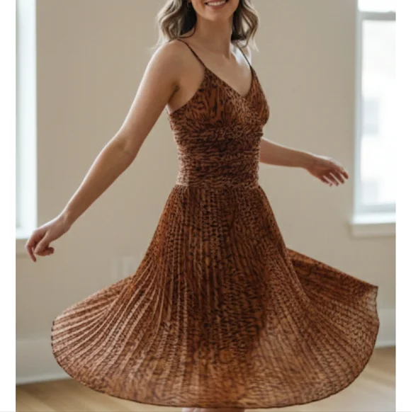 Due' Per Due' Veste Midi Dress Women's Size 4 Animal Print Vintage Look Prom - Picture 10 of 10